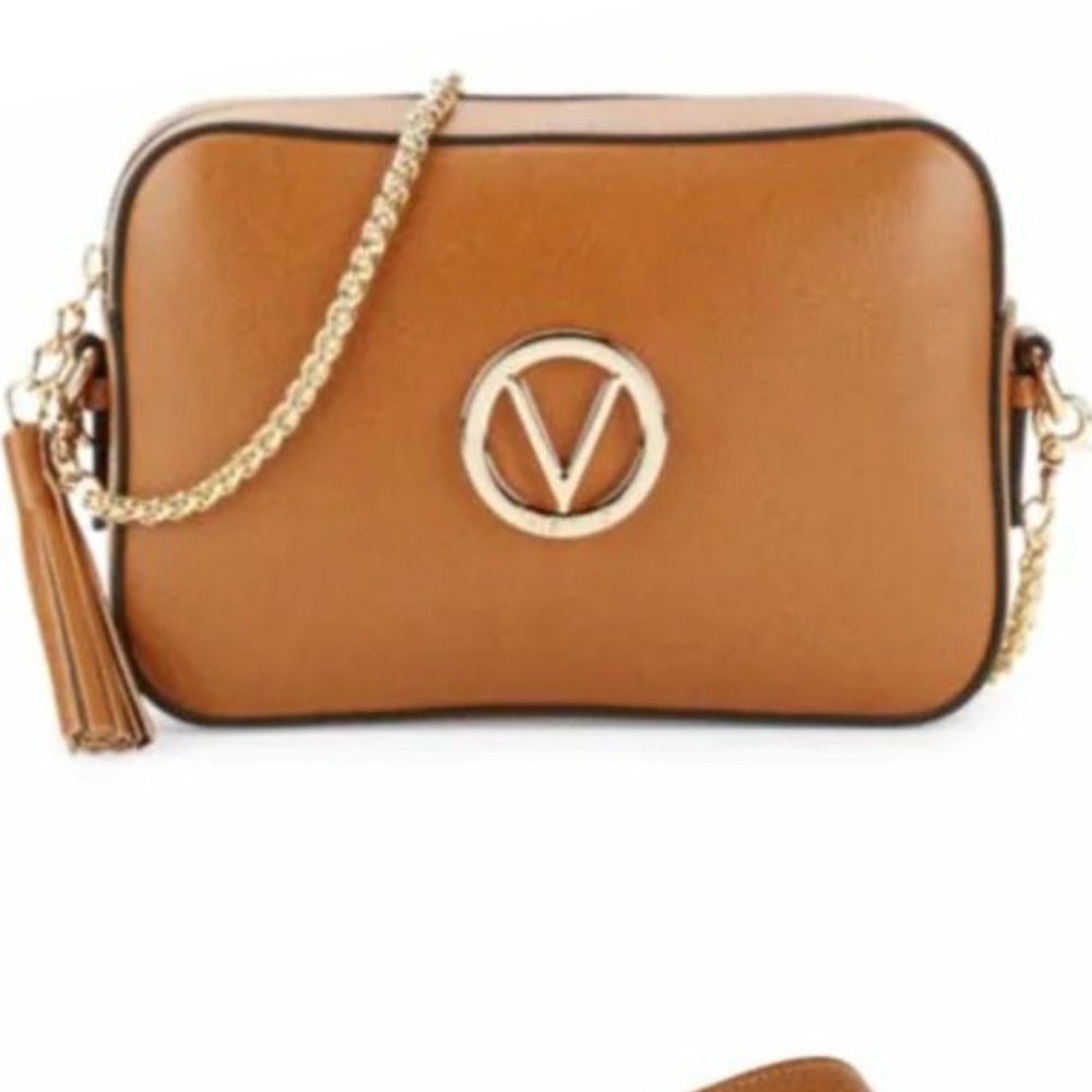 Valentino Babette Leather Crossbody Bag - Camel